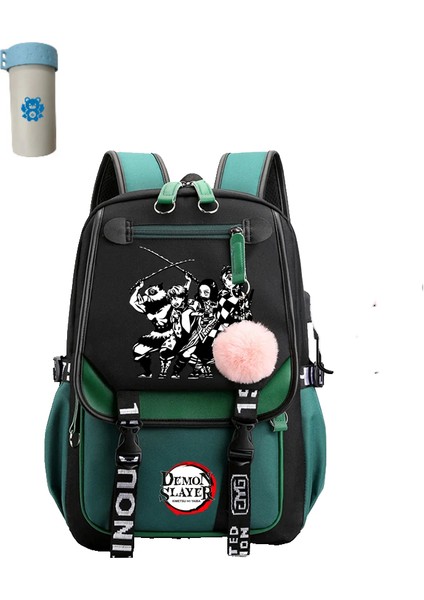 Kawaii Karikatür Okul Çantası Komik Seyahat Günlük Kız Okul Çantası USB Arayüzü (Yurt Dışından)