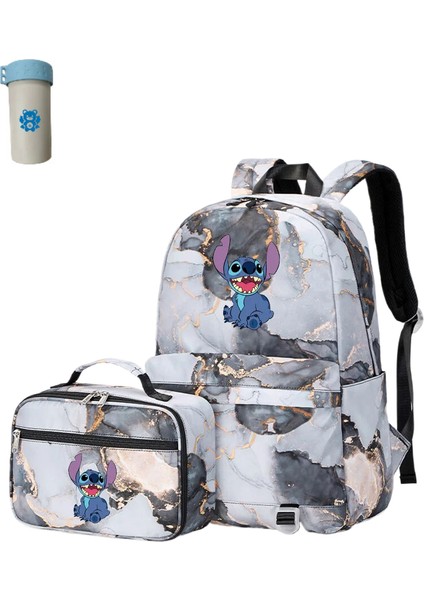 2 Adet Disney Lilo Stitch Çok Cepli Sırt Çantası Öğle Yemeği Çantası Keten Sırt Çantası Rahat Okul Çantası (Yurt Dışından)