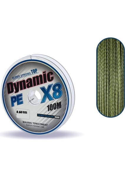 Dynamic Soft Pe 8 Örgü Ip Misina 100MT Yeşil 0.28 mm
