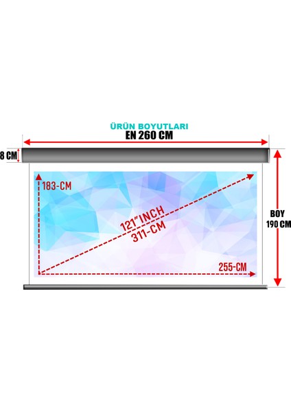 Gölge Stor En260cm Boy190cm Projeksiyon Perdesi Manuel Yeni Akıllı Kumaş 
Blackout-Işık Geçirmez 4K 8K HD