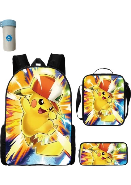 Pokemon Çocuklar Okul Sırt Çantası Saklama Çantası Kawaii Pikachu Çizgi Film Karakteri Öğrenci (Yurt Dışından)