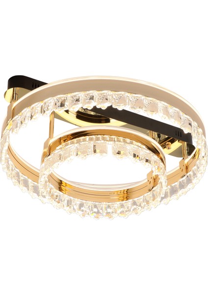 Canel Gold Iki Katlı 122 Watt Kristal Taşlı Modern LED Plafonyer LED Avize fiyatları