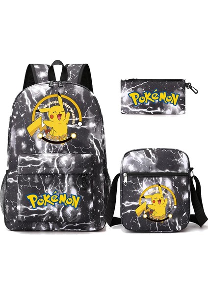3 Adet/takım Anime Pokemon Pikachu Sırt Çantası Erkek ve Kız Hafif Çanta Hildren Okul Çantası Öğrenci Kawaii Sırt Çantası (Yurt Dışından)