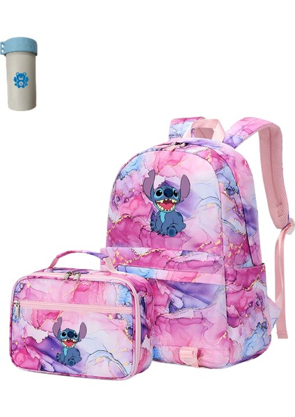 2 Adet Disney Lilo Stitch Çok Cepli Sırt Çantası Öğle Yemeği Çantası Keten Sırt Çantası Rahat Okul Çantası (Yurt Dışından)