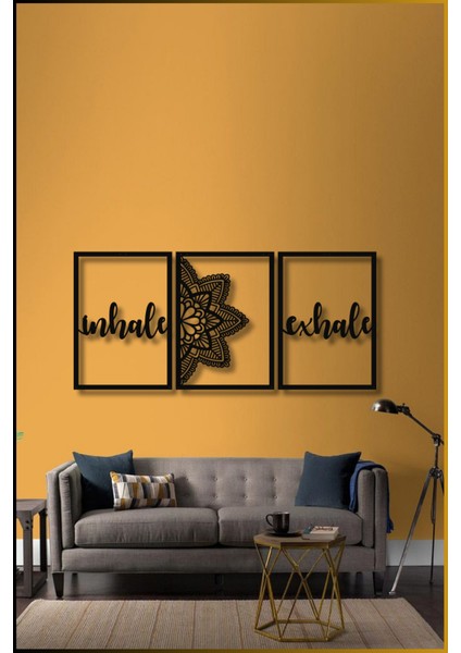 3 Parça Meditasyon ve Mandala Figürlü Metal Tablo