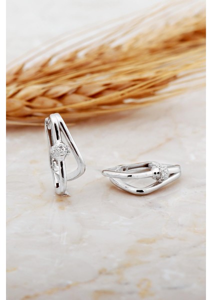 Tasarım Rodyumlu Taşlı Gümüş Küpe 7152 fiyatları