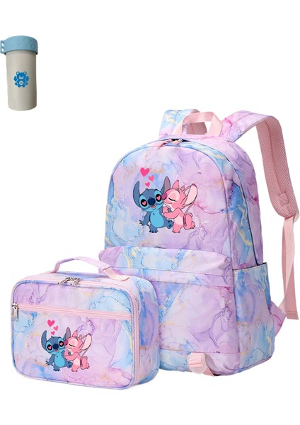 2 Adet Disney Lilo Stitch Çok Cepli Sırt Çantası Öğle Yemeği Çantası Keten Sırt Çantası Rahat Okul Çantası (Yurt Dışından)