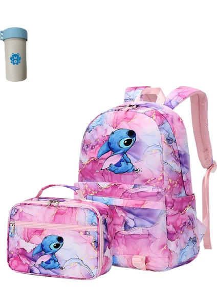 2 Adet Disney Lilo Stitch Çok Cepli Sırt Çantası Öğle Yemeği Çantası Keten Sırt Çantası Rahat Okul Çantası (Yurt Dışından)