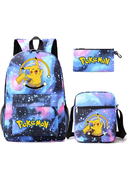 3 Adet/takım Anime Pokemon Pikachu Sırt Çantası Erkek ve Kız Hafif Çanta Hildren Okul Çantası Öğrenci Kawaii Sırt Çantası (Yurt Dışından)