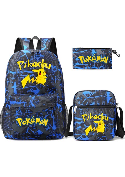 3 Adet/takım Anime Pokemon Pikachu Sırt Çantası Erkek ve Kız Hafif Çanta Hildren Okul Çantası Öğrenci Kawaii Sırt Çantası (Yurt Dışından)