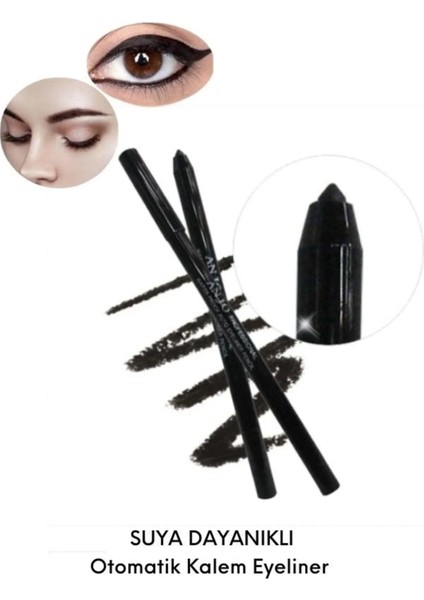 Anjo Professional Kore Eyeliner Auto Pencil Suya Dayanıklı Kalıcı Etkili Otomatik Eyeliner-Siyah