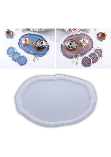Epoksi Büyük Kristal Köşeli Tepsi ve Bardak Altı Kalıbı Silikon Kalıbı 5'li Set (36.3×26.8 Cm) fırsatları
