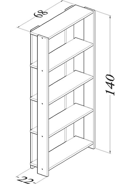 Boreas Design Vela Dekoratif 4 Raflı Kitaplık Beyaz
