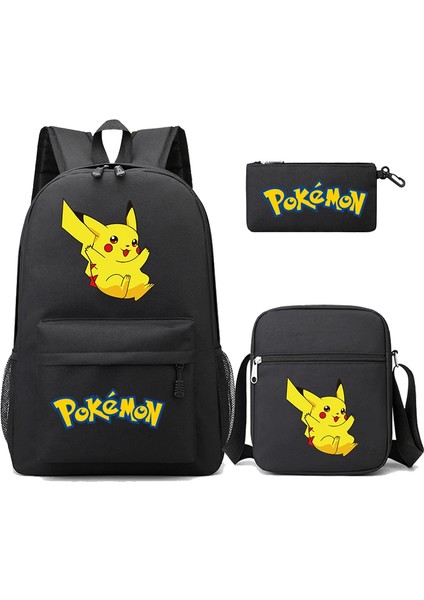 3 Adet/takım Anime Pokemon Pikachu Sırt Çantası Erkek ve Kız Hafif Çanta Hildren Okul Çantası Öğrenci Kawaii Sırt Çantası (Yurt Dışından)