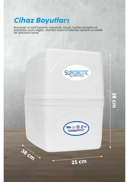 Su Arıtma Cihazı 80 Gpd Membranlı 6 Filtreli Multimineral Filtreli 8 Lt Paslanmaz Çelik Tanklı