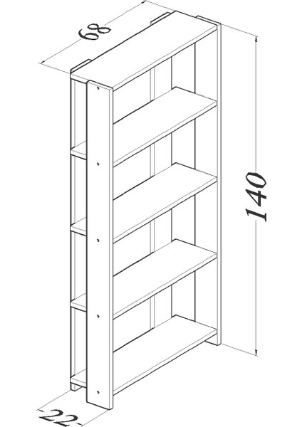 Boreas Design Vela Dekoratif 4 Raflı Kitaplık Beyaz