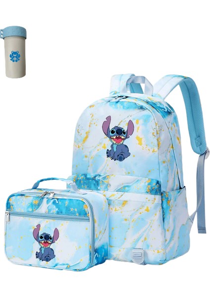 2 Adet Disney Lilo Stitch Çok Cepli Sırt Çantası Öğle Yemeği Çantası Keten Sırt Çantası Rahat Okul Çantası (Yurt Dışından)