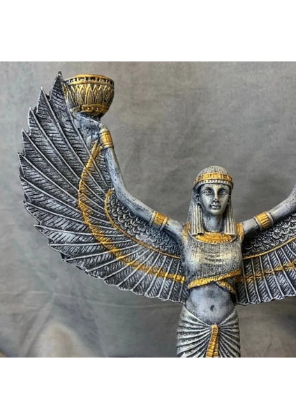 El Yapımı Isis Figürü Dekoratif Şamdan - Biblo - 23 X 32 Cm