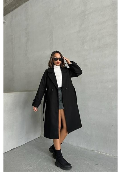 Dipmoda kadın astarlı siyah ithal kaşe kaban DPG048 fiyatları