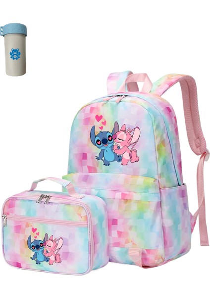 2 Adet Disney Lilo Stitch Çok Cepli Sırt Çantası Öğle Yemeği Çantası Keten Sırt Çantası Rahat Okul Çantası (Yurt Dışından)