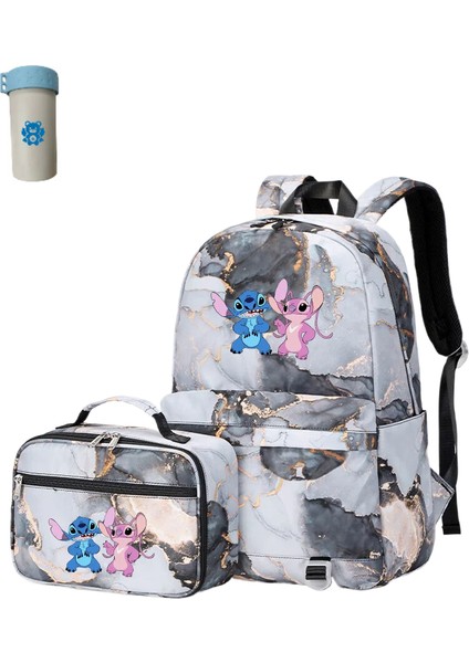 2 Adet Disney Lilo Stitch Çok Cepli Sırt Çantası Öğle Yemeği Çantası Keten Sırt Çantası Rahat Okul Çantası (Yurt Dışından)