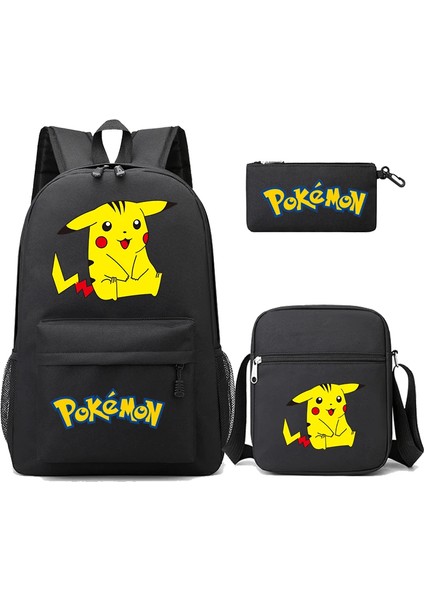 3 Adet/takım Anime Pokemon Pikachu Sırt Çantası Erkek ve Kız Hafif Çanta Hildren Okul Çantası Öğrenci Kawaii Sırt Çantası (Yurt Dışından)