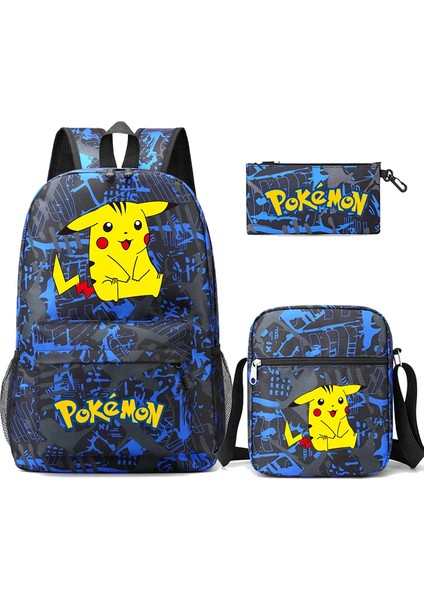 3 Adet/takım Anime Pokemon Pikachu Sırt Çantası Erkek ve Kız Hafif Çanta Hildren Okul Çantası Öğrenci Kawaii Sırt Çantası (Yurt Dışından)