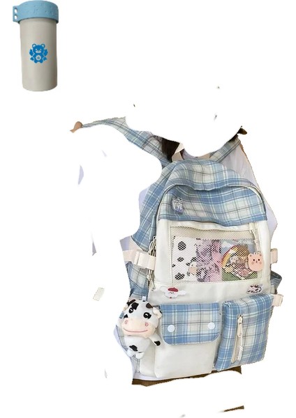 Büyük Kapasiteli Sevimli Kadın Çok Cepli Naylon Sırt Çantası Ins Ortaokul Öğrencisi Okul Çantası (Yurt Dışından)