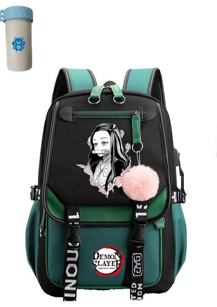 Kawaii Karikatür Okul Çantası Komik Seyahat Günlük Kız Okul Çantası USB Arayüzü (Yurt Dışından)