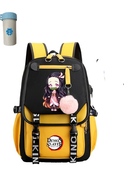 Kawaii Karikatür Okul Çantası Komik Seyahat Günlük Kız Okul Çantası USB Arayüzü (Yurt Dışından)