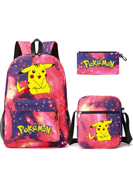 3 Adet/takım Anime Pokemon Pikachu Sırt Çantası Erkek ve Kız Hafif Çanta Hildren Okul Çantası Öğrenci Kawaii Sırt Çantası (Yurt Dışından)