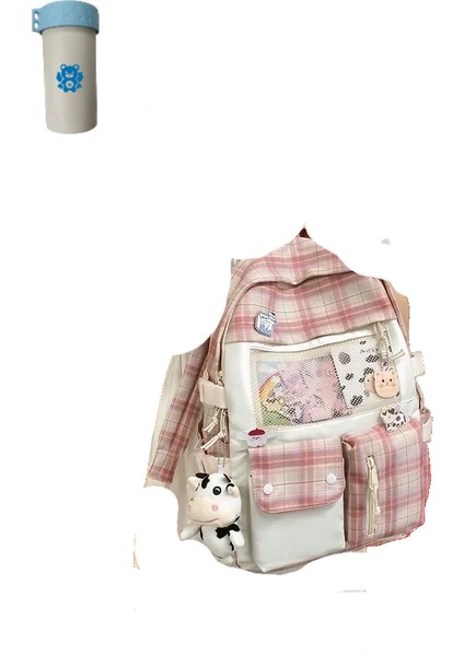 Büyük Kapasiteli Sevimli Kadın Çok Cepli Naylon Sırt Çantası Ins Ortaokul Öğrencisi Okul Çantası (Yurt Dışından)