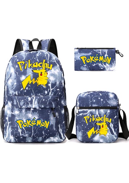 3 Adet/takım Anime Pokemon Pikachu Sırt Çantası Erkek ve Kız Hafif Çanta Hildren Okul Çantası Öğrenci Kawaii Sırt Çantası (Yurt Dışından)