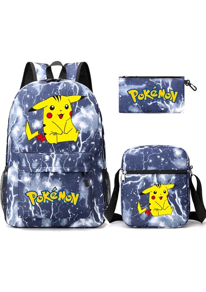 3 Adet/takım Anime Pokemon Pikachu Sırt Çantası Erkek ve Kız Hafif Çanta Hildren Okul Çantası Öğrenci Kawaii Sırt Çantası (Yurt Dışından)