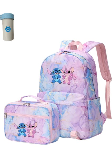 2 Adet Disney Lilo Stitch Çok Cepli Sırt Çantası Öğle Yemeği Çantası Keten Sırt Çantası Rahat Okul Çantası (Yurt Dışından)