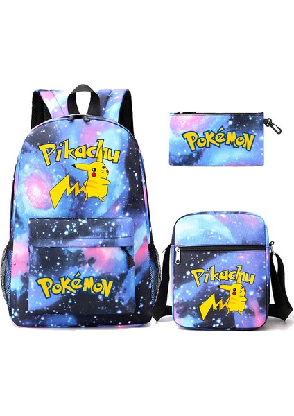 3 Adet/takım Anime Pokemon Pikachu Sırt Çantası Erkek ve Kız Hafif Çanta Hildren Okul Çantası Öğrenci Kawaii Sırt Çantası (Yurt Dışından)