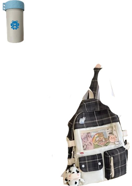 Büyük Kapasiteli Sevimli Kadın Çok Cepli Naylon Sırt Çantası Ins Ortaokul Öğrencisi Okul Çantası (Yurt Dışından)