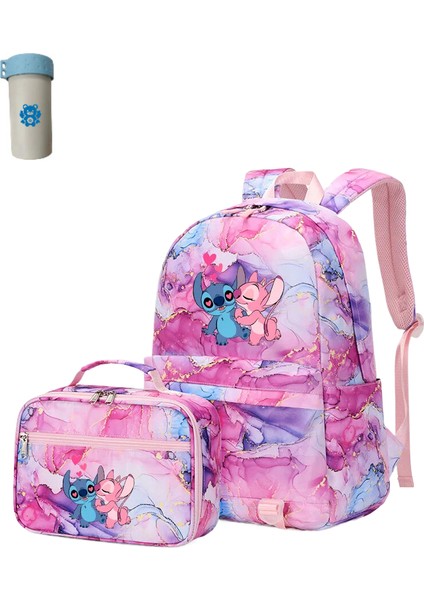 2 Adet Disney Lilo Stitch Çok Cepli Sırt Çantası Öğle Yemeği Çantası Keten Sırt Çantası Rahat Okul Çantası (Yurt Dışından)