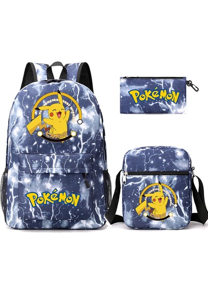 3 Adet/takım Anime Pokemon Pikachu Sırt Çantası Erkek ve Kız Hafif Çanta Hildren Okul Çantası Öğrenci Kawaii Sırt Çantası (Yurt Dışından)