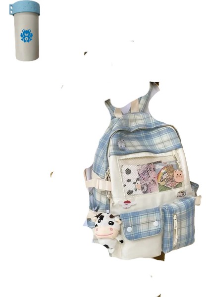 Büyük Kapasiteli Sevimli Kadın Çok Cepli Naylon Sırt Çantası Ins Ortaokul Öğrencisi Okul Çantası (Yurt Dışından)