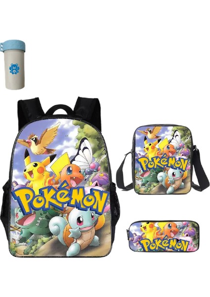 Pokemon Çocuklar Okul Sırt Çantası Saklama Çantası Kawaii Pikachu Çizgi Film Karakteri Öğrenci (Yurt Dışından)