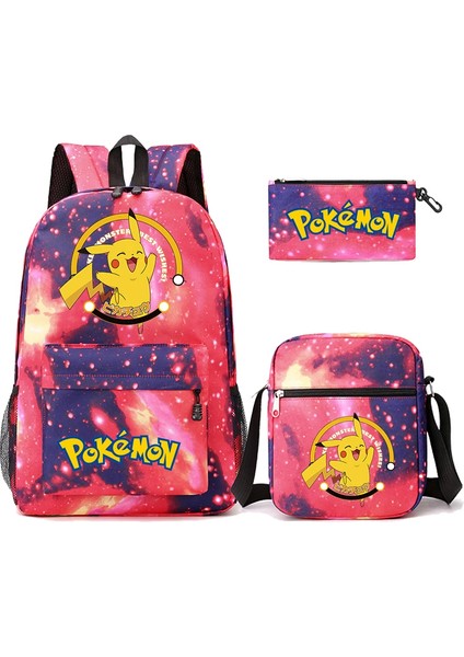 3 Adet/takım Anime Pokemon Pikachu Sırt Çantası Erkek ve Kız Hafif Çanta Hildren Okul Çantası Öğrenci Kawaii Sırt Çantası (Yurt Dışından)