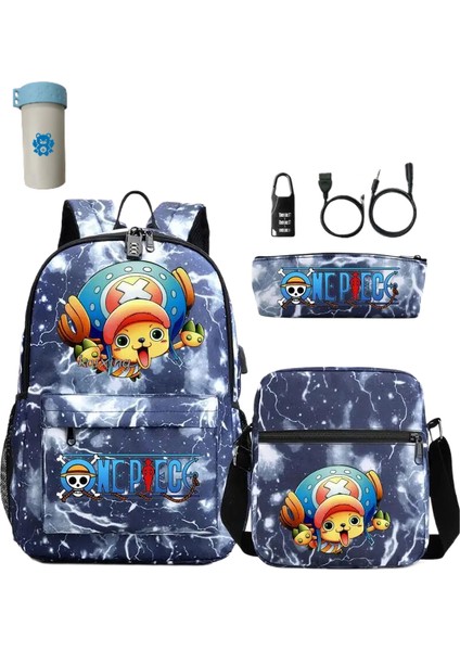 3 Adet/takım Japon Animesi Tek Parça Öğrenci Erkek Kız Okul Çantası USB Sırt Çantası (Yurt Dışından)