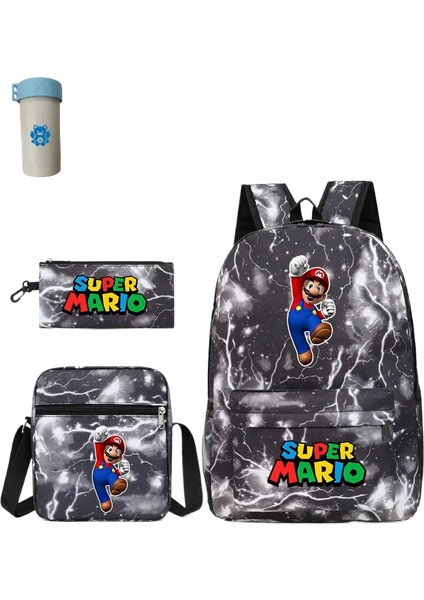 Mario Kardeşler Sırt Çantası Karikatür Anime Şeftali Sırt Çantası Nefes Sevimli Öğrenci Okul Çantası Aşınmaya Dayanıklı Kanvas Çanta (Yurt Dışından)