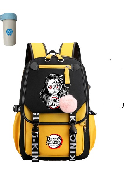 Kawaii Karikatür Okul Çantası Komik Seyahat Günlük Kız Okul Çantası USB Arayüzü (Yurt Dışından)