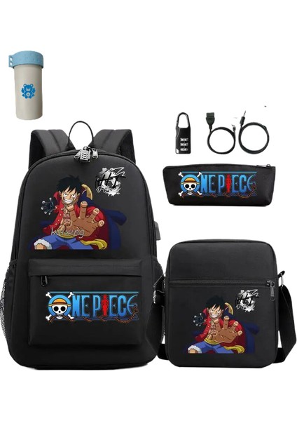 3 Adet/takım Japon Animesi Tek Parça Öğrenci Erkek Kız Okul Çantası USB Sırt Çantası (Yurt Dışından)