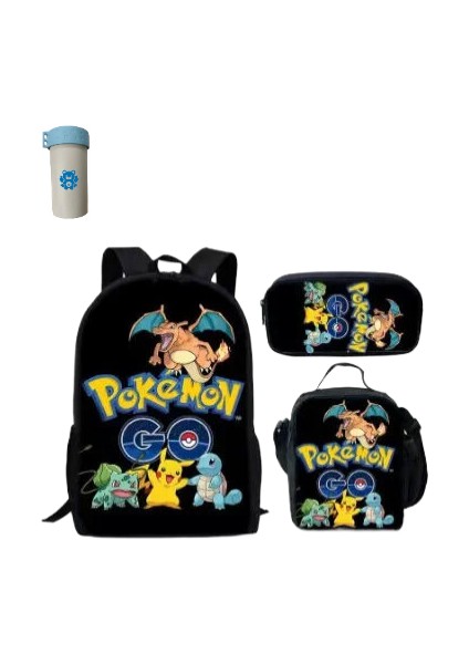 Pokemon Çocuklar Okul Sırt Çantası Saklama Çantası Kawaii Pikachu Çizgi Film Karakteri Öğrenci (Yurt Dışından)