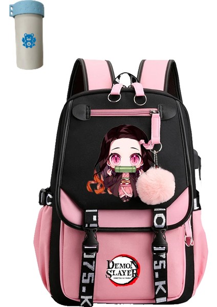 Kawaii Karikatür Okul Çantası Komik Seyahat Günlük Kız Okul Çantası USB Arayüzü (Yurt Dışından)