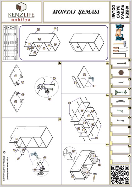 Kenzlife ankastre fırın dolabı ahsen gri mutfak fırsatları