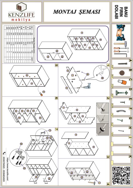 Kenzlife ankastre fırın dolabı banu crd mutfak fırsatları